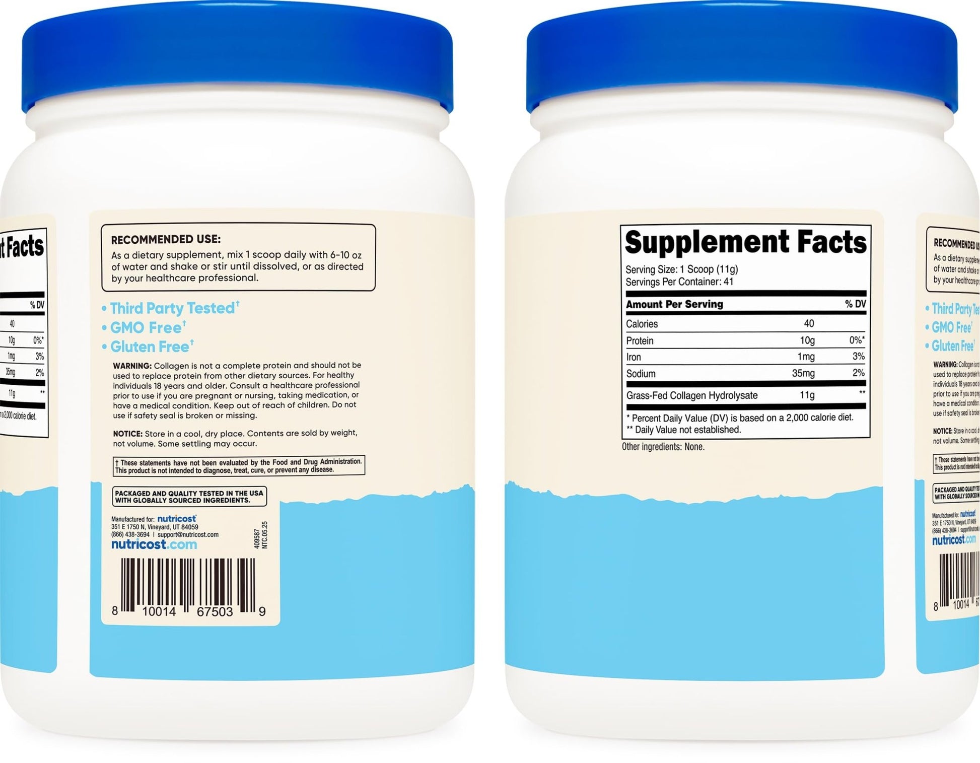 Nutricost Collagen Peptides Powder 1LB (454 G) - Grass Fed Bovine Collagen Hydrolysate (Unflavored) - dailyvitalstore
