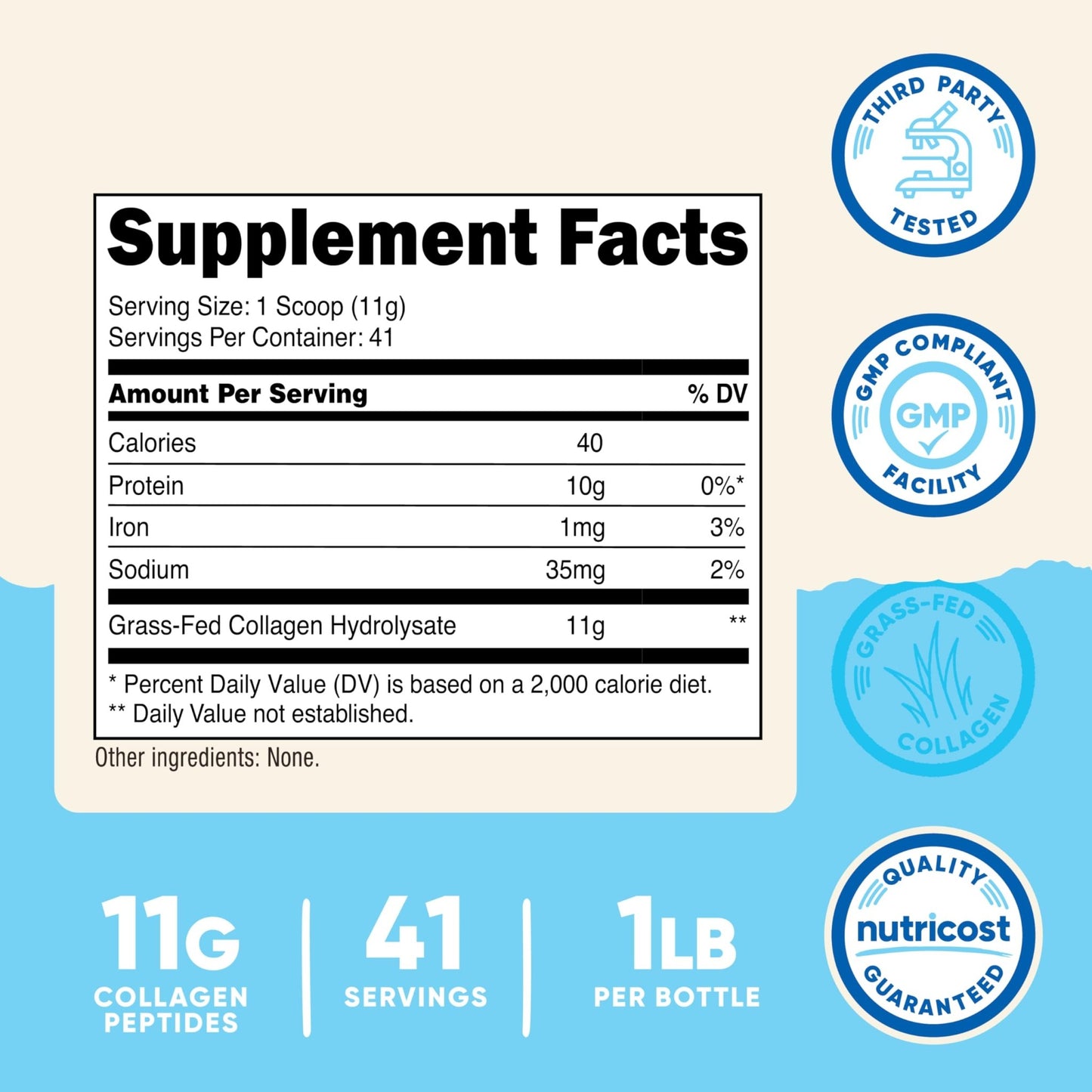 Nutricost Collagen Peptides Powder 1LB (454 G) - Grass Fed Bovine Collagen Hydrolysate (Unflavored) - dailyvitalstore