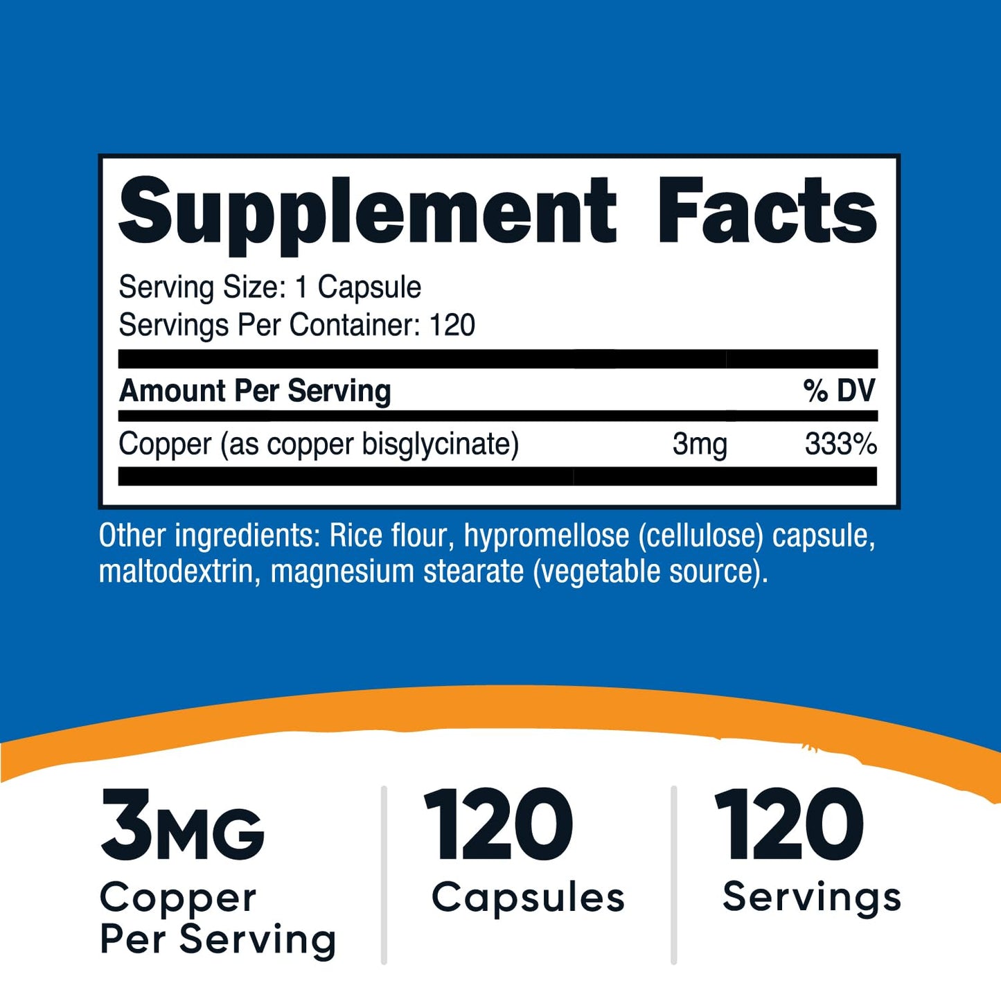 Nutricost Copper Glycinate Capsules (120 Capsules, 3MG Copper per Serving) - Non GMO, Vegan - dailyvitalstore