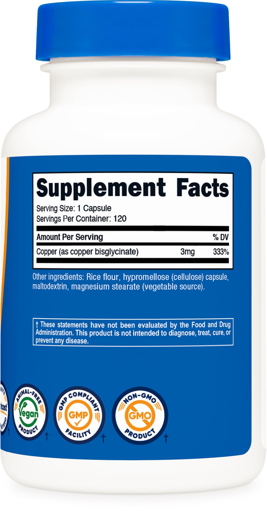 Nutricost Copper Glycinate Capsules (120 Capsules, 3MG Copper per Serving) - Non GMO, Vegan - dailyvitalstore