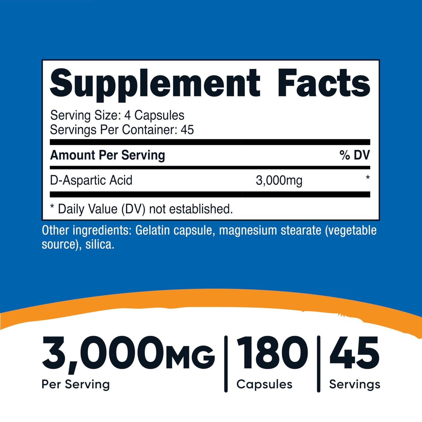 Nutricost D-Aspartic Acid (DAA) Capsules 3000mg Per Serving (180 Capsules) - Non-GMO - dailyvitalstore