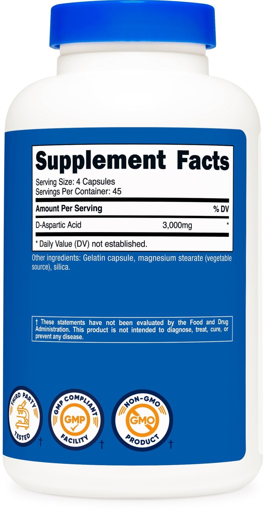 Nutricost D-Aspartic Acid (DAA) Capsules 3000mg Per Serving (180 Capsules) - Non-GMO - dailyvitalstore