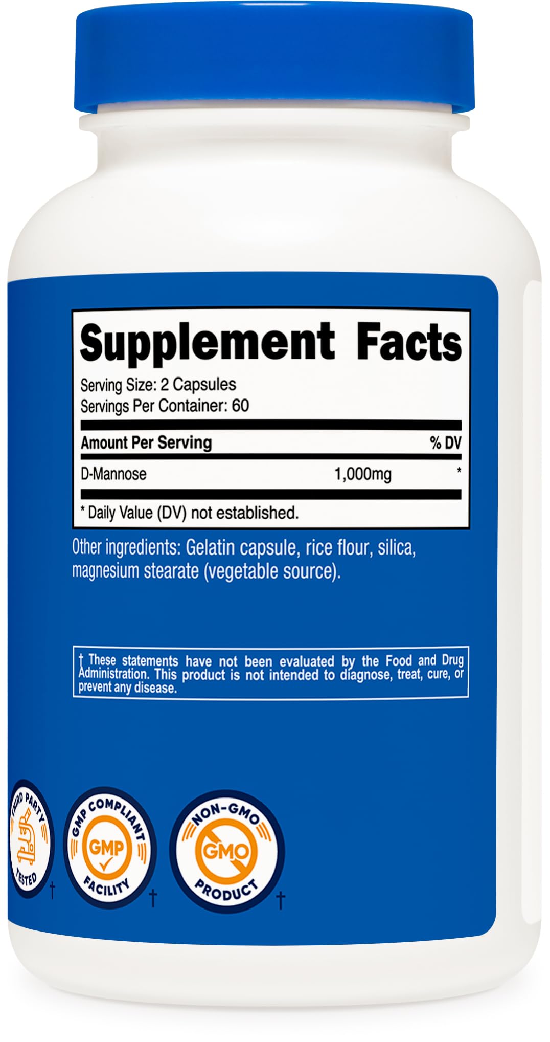 Nutricost D-Mannose 1000mg Per Serving, 120 Capsules - 500mg Per Capsule, Urinary Tract Health, Non-GMO and Gluten Free - dailyvitalstore