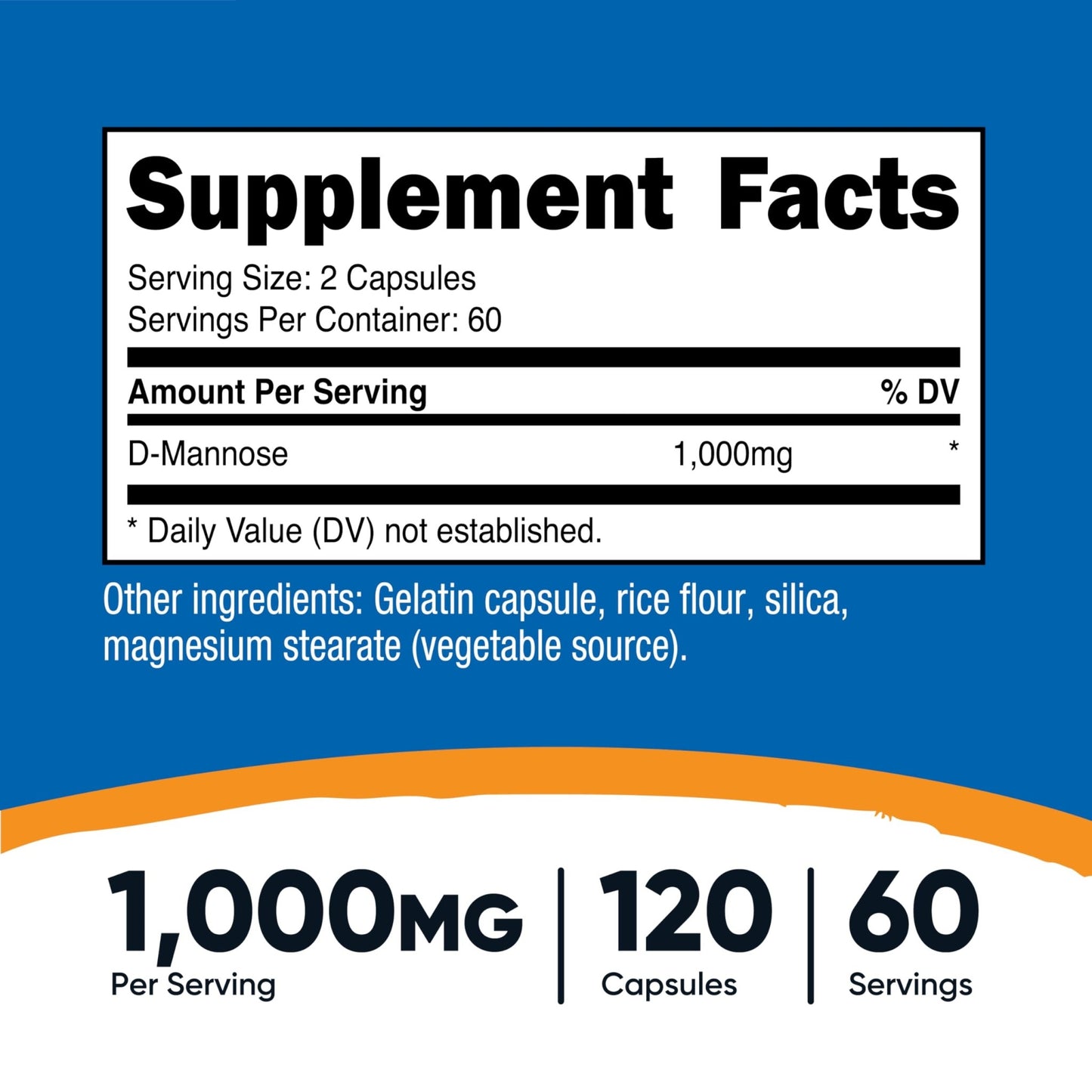 Nutricost D-Mannose 1000mg Per Serving, 120 Capsules - 500mg Per Capsule, Urinary Tract Health, Non-GMO and Gluten Free - dailyvitalstore