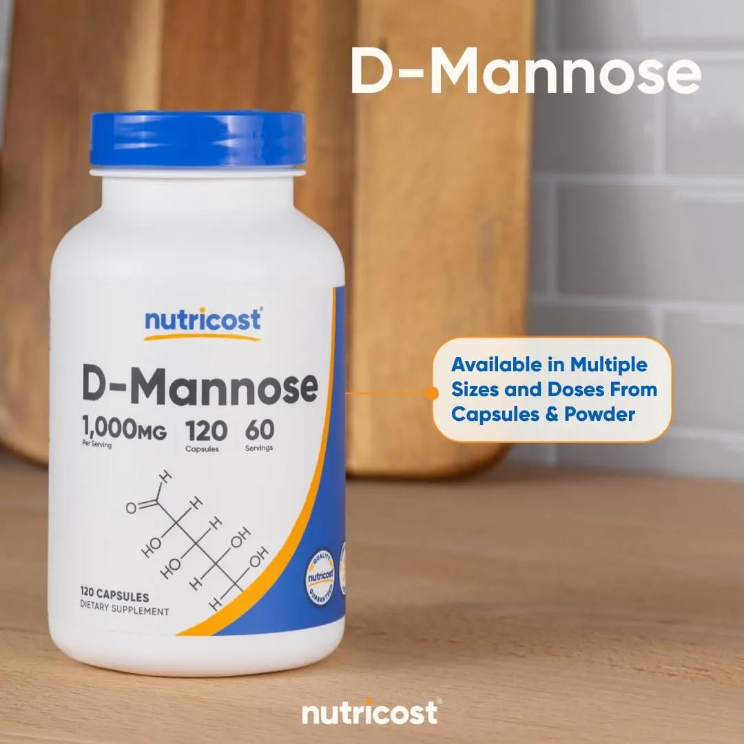 Nutricost D-Mannose 1000mg Per Serving, 120 Capsules - 500mg Per Capsule, Urinary Tract Health, Non-GMO and Gluten Free (Pack of 2) - dailyvitalstore