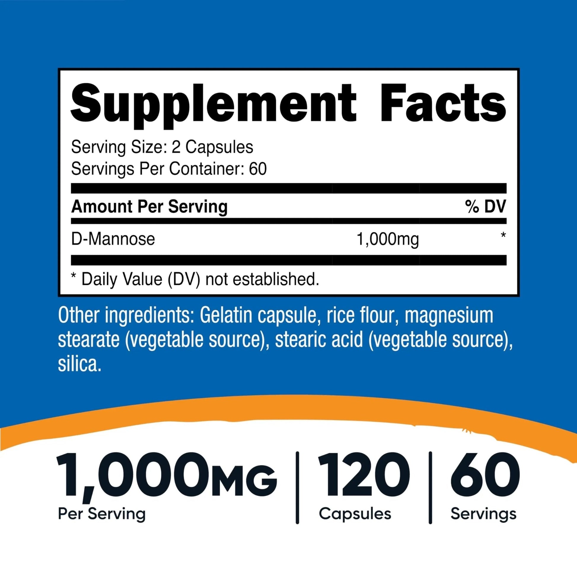Nutricost D-Mannose 1000mg Per Serving, 120 Capsules - 500mg Per Capsule, Urinary Tract Health, Non-GMO and Gluten Free (Pack of 2) - dailyvitalstore