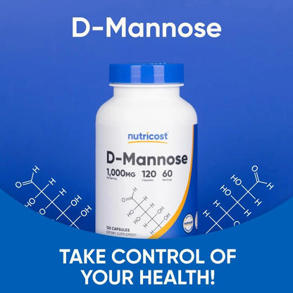 Nutricost D-Mannose 1000mg Per Serving, 120 Capsules - 500mg Per Capsule, Urinary Tract Health, Non-GMO and Gluten Free (Pack of 2) - dailyvitalstore