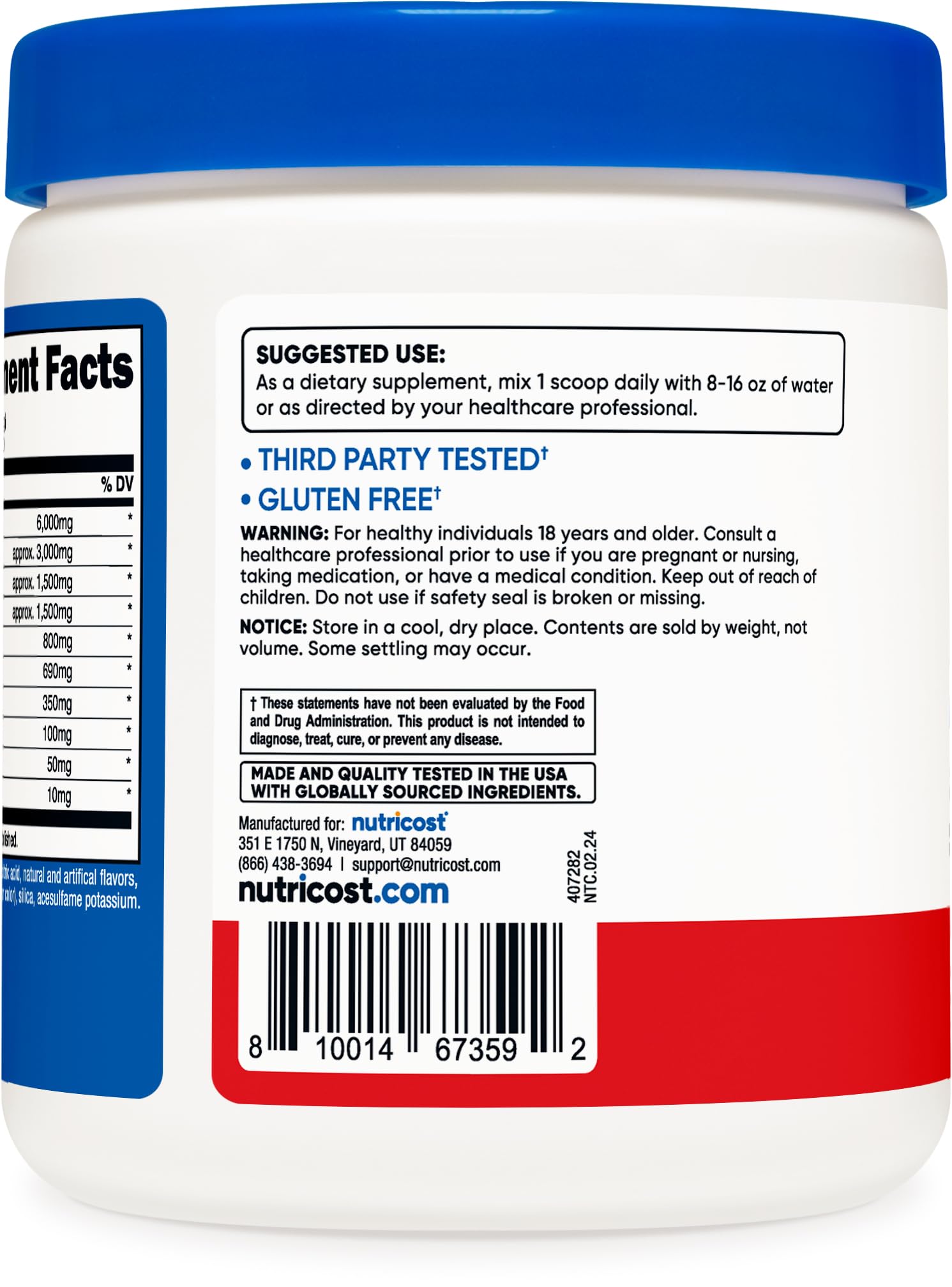 Nutricost EAA Powder 30 Servings (Fruit Punch) - Essential Amino Acids - Non-GMO, Gluten Free, Vegetarian Friendly - dailyvitalstore