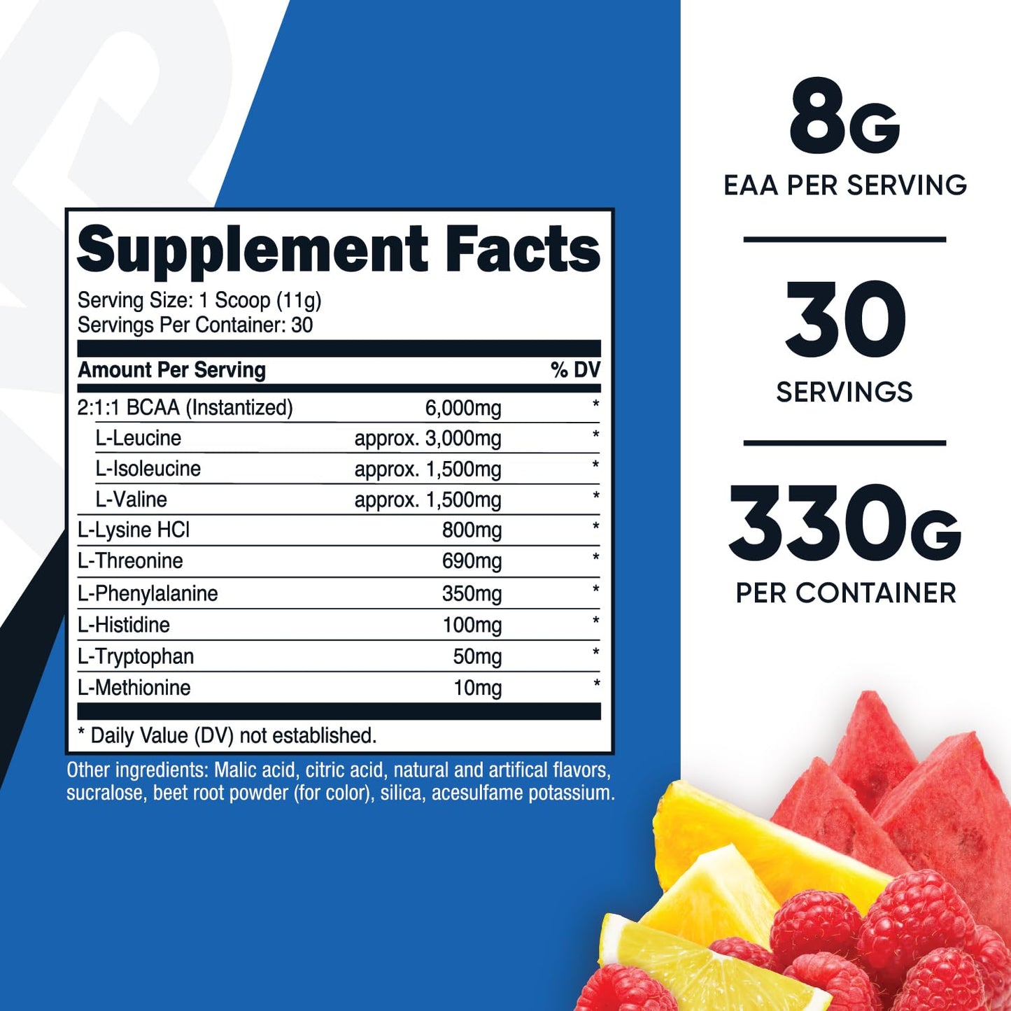 Nutricost EAA Powder 30 Servings (Fruit Punch) - Essential Amino Acids - Non-GMO, Gluten Free, Vegetarian Friendly - dailyvitalstore