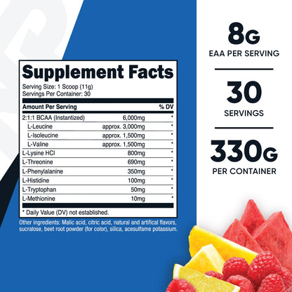 Nutricost EAA Powder 30 Servings (Fruit Punch) - Essential Amino Acids - Non-GMO, Gluten Free, Vegetarian Friendly - dailyvitalstore