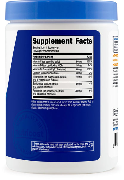 Nutricost Electrolyte Complex Powder (60 Servings, Blue Raspberry) - Hydration Supplement Drink Mix with Vitamins and Minerals - dailyvitalstore