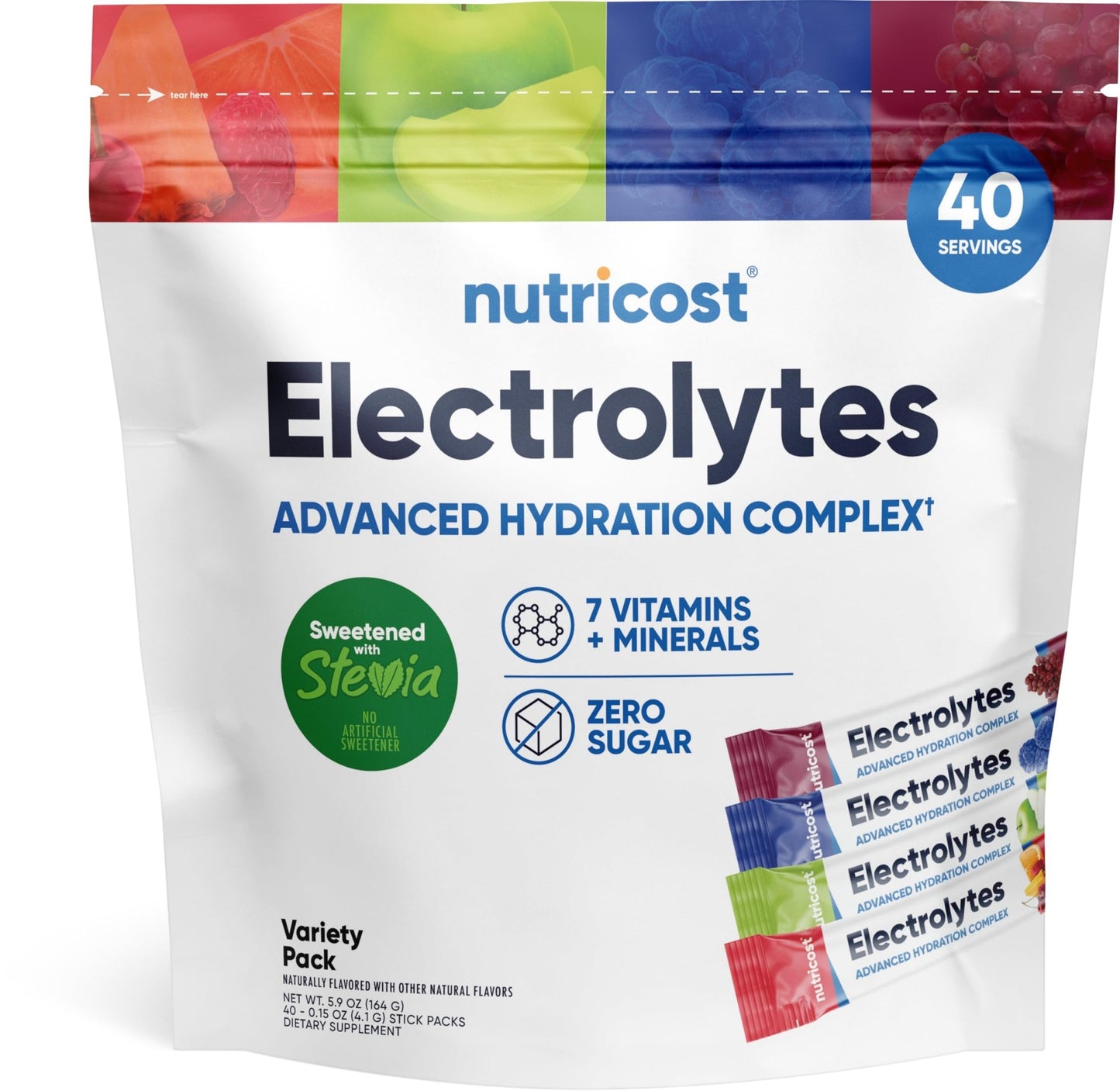 Nutricost Electrolytes Complex, Variety Pack Flavored, 40 Stickpacks - Advanced Hydration Complex - dailyvitalstore