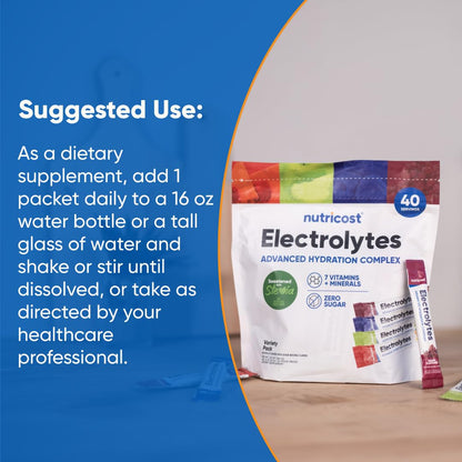Nutricost Electrolytes Complex, Variety Pack Flavored, 40 Stickpacks - Advanced Hydration Complex - dailyvitalstore