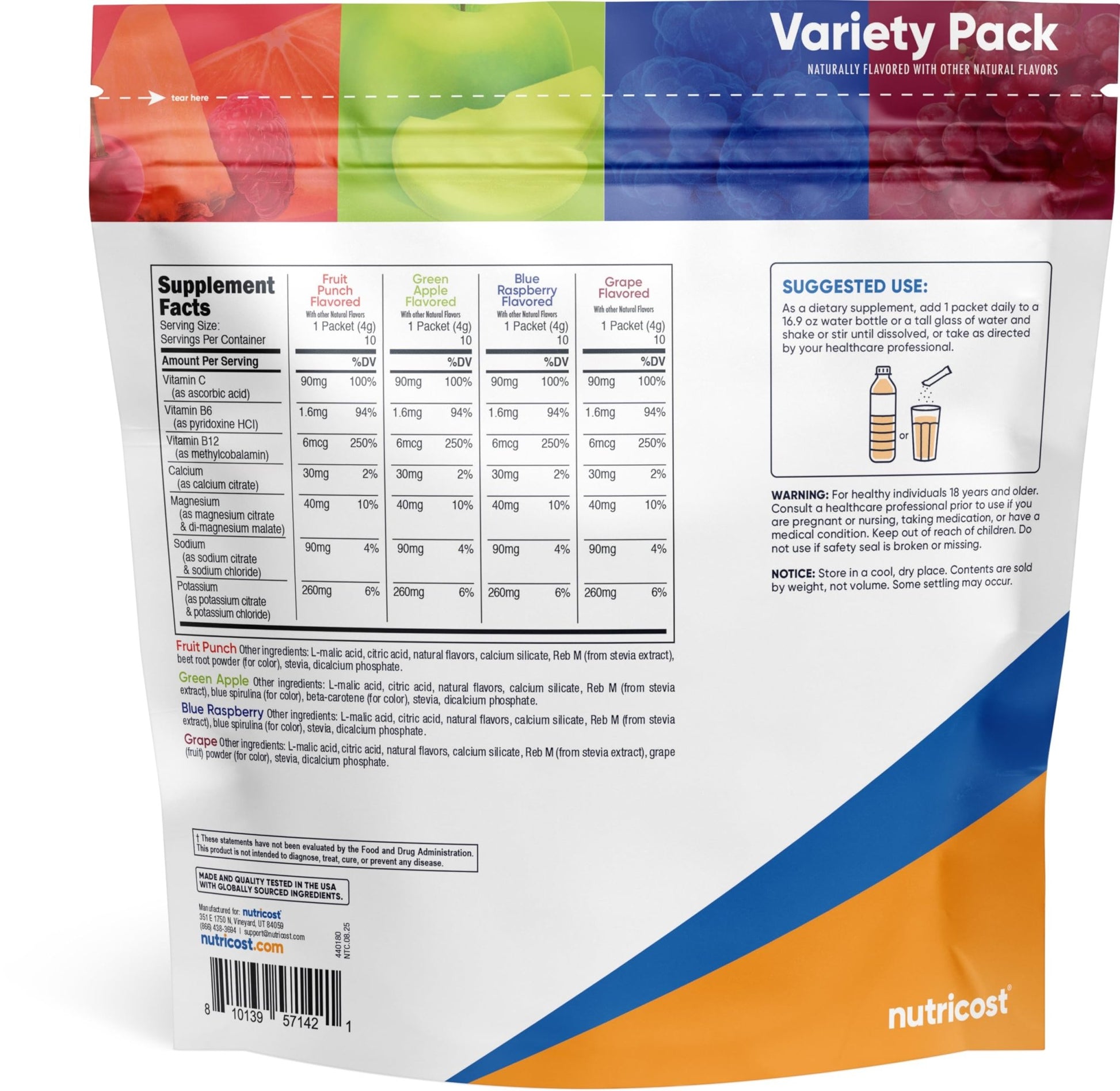 Nutricost Electrolytes Complex, Variety Pack Flavored, 40 Stickpacks - Advanced Hydration Complex - dailyvitalstore