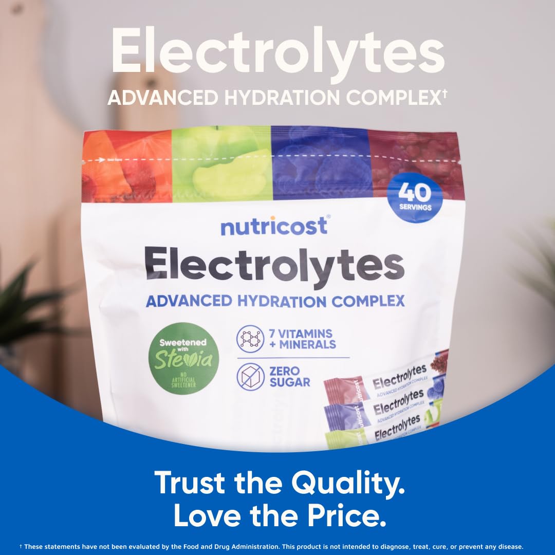 Nutricost Electrolytes Complex, Variety Pack Flavored, 40 Stickpacks - Advanced Hydration Complex - dailyvitalstore