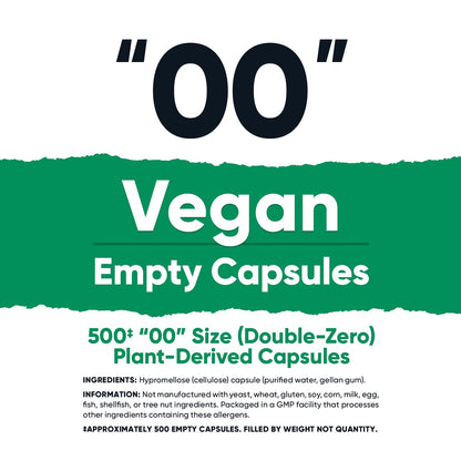 Nutricost Empty Capsules Size 00 Vegan - 500 Clear Empty Plant-Based Capsules - Kosher Certified, Halal Certified, Non-GMO, Soy Free, Gluten Free, Vegetarian - dailyvitalstore