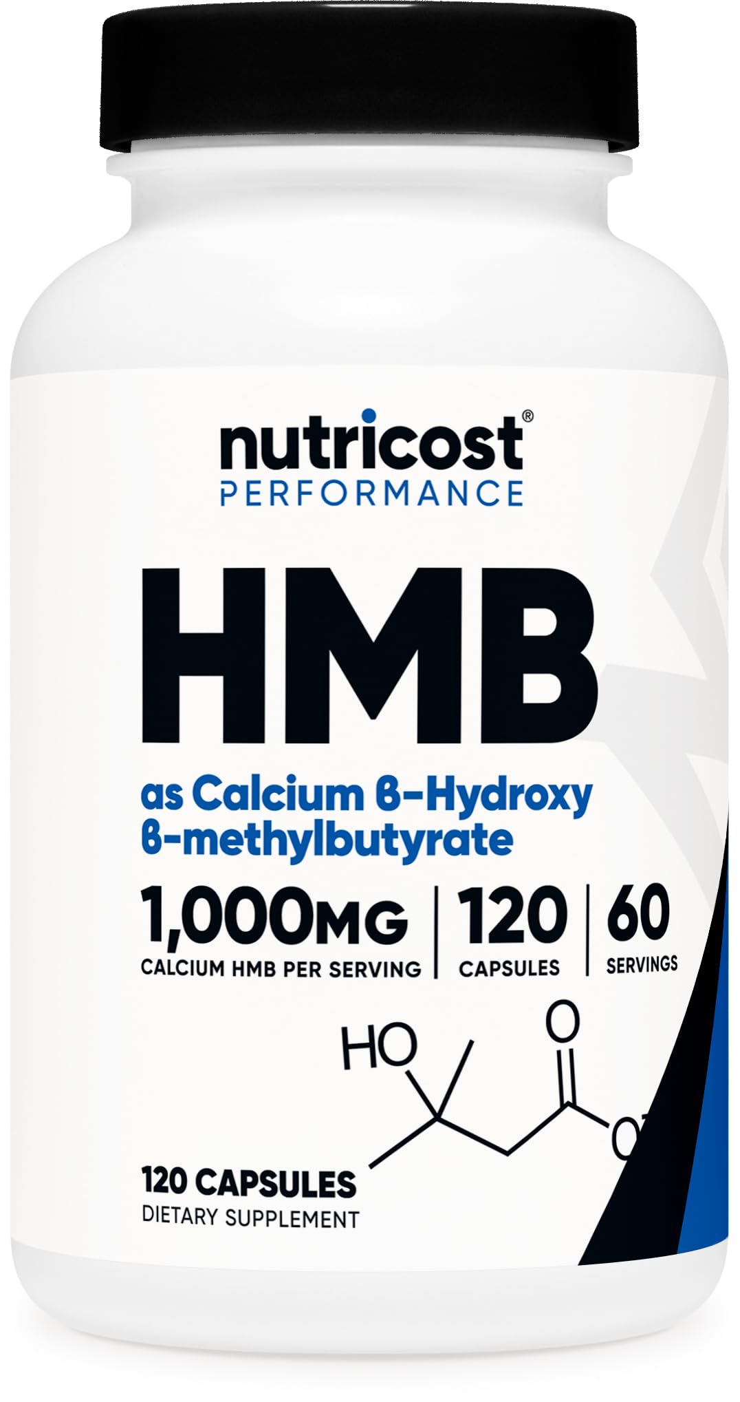 Nutricost HMB (Beta-Hydroxy Beta-Methylbutyrate) 1000mg (120 Capsules) - 500mg Per Capsule, 60 Servings - Gluten Free and Non-GMO - dailyvitalstore
