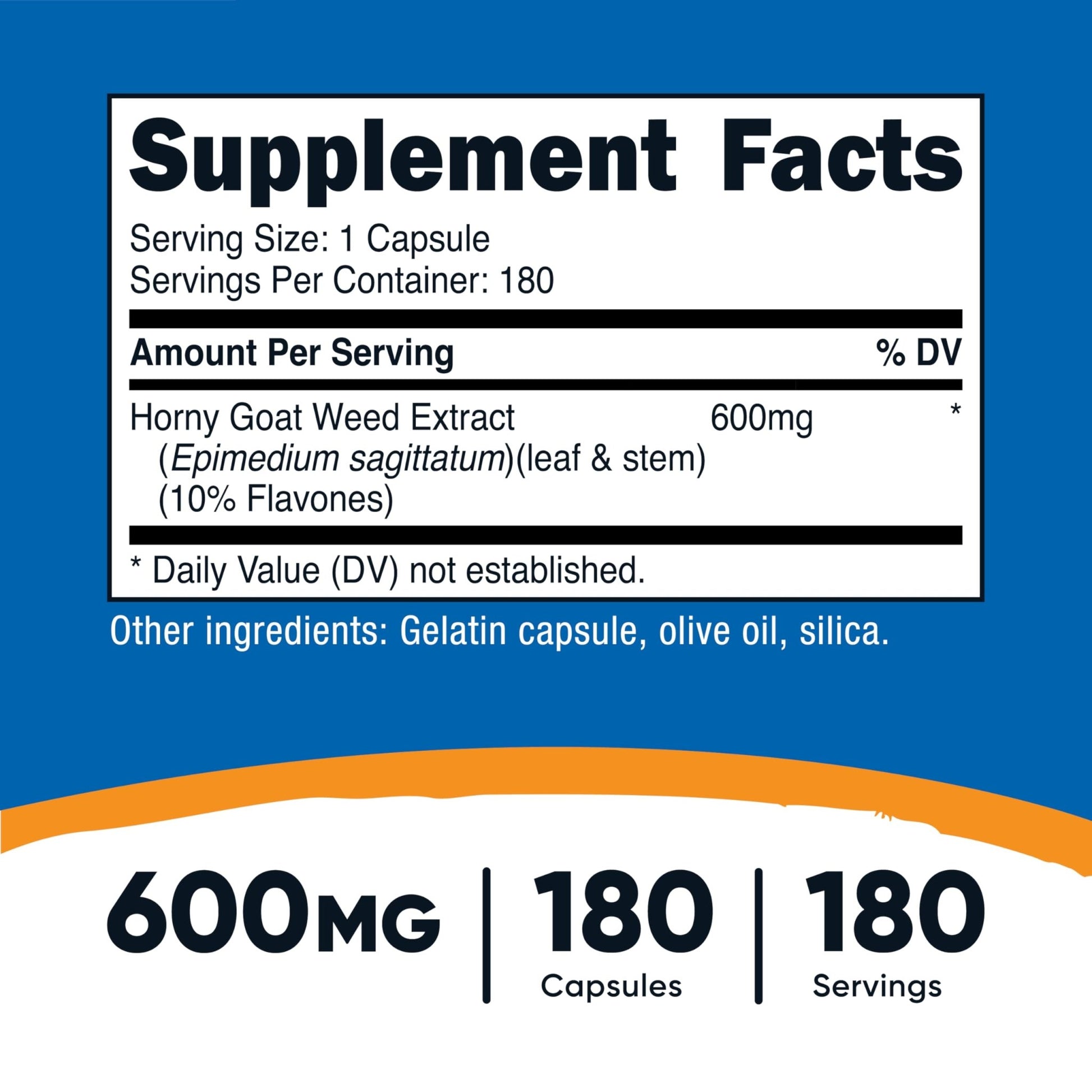 Nutricost Horny Goat Weed Extract (Epimedium) - 180 Capsules, 180 Servings, 600mg Per Capsule - dailyvitalstore