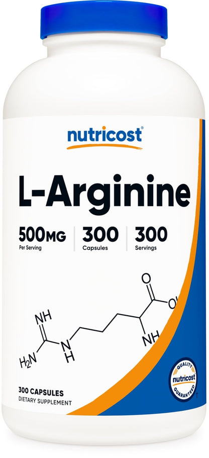 Nutricost L-Arginine 500mg, 300 Capsules - Gluten Free and Non-GMO - dailyvitalstore