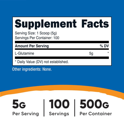 Nutricost L-Glutamine Powder (500 Grams) Unflavored - Gluten Free & Non-GMO, 100 Servings - dailyvitalstore