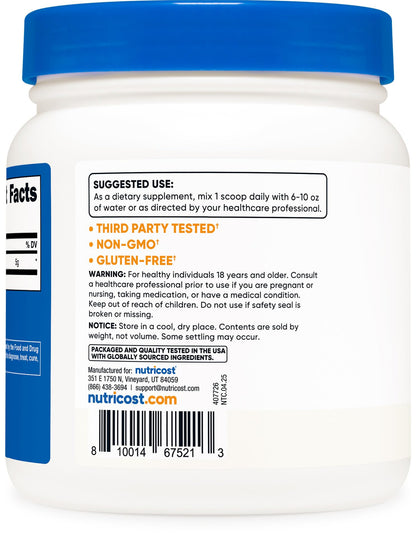 Nutricost L-Glutamine Powder (500 Grams) Unflavored - Gluten Free & Non-GMO, 100 Servings - dailyvitalstore
