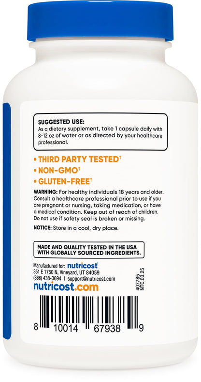 Nutricost L-Tryptophan 500mg, 120 Capsules - with BioPerine, Gluten Free, Non-GMO - dailyvitalstore
