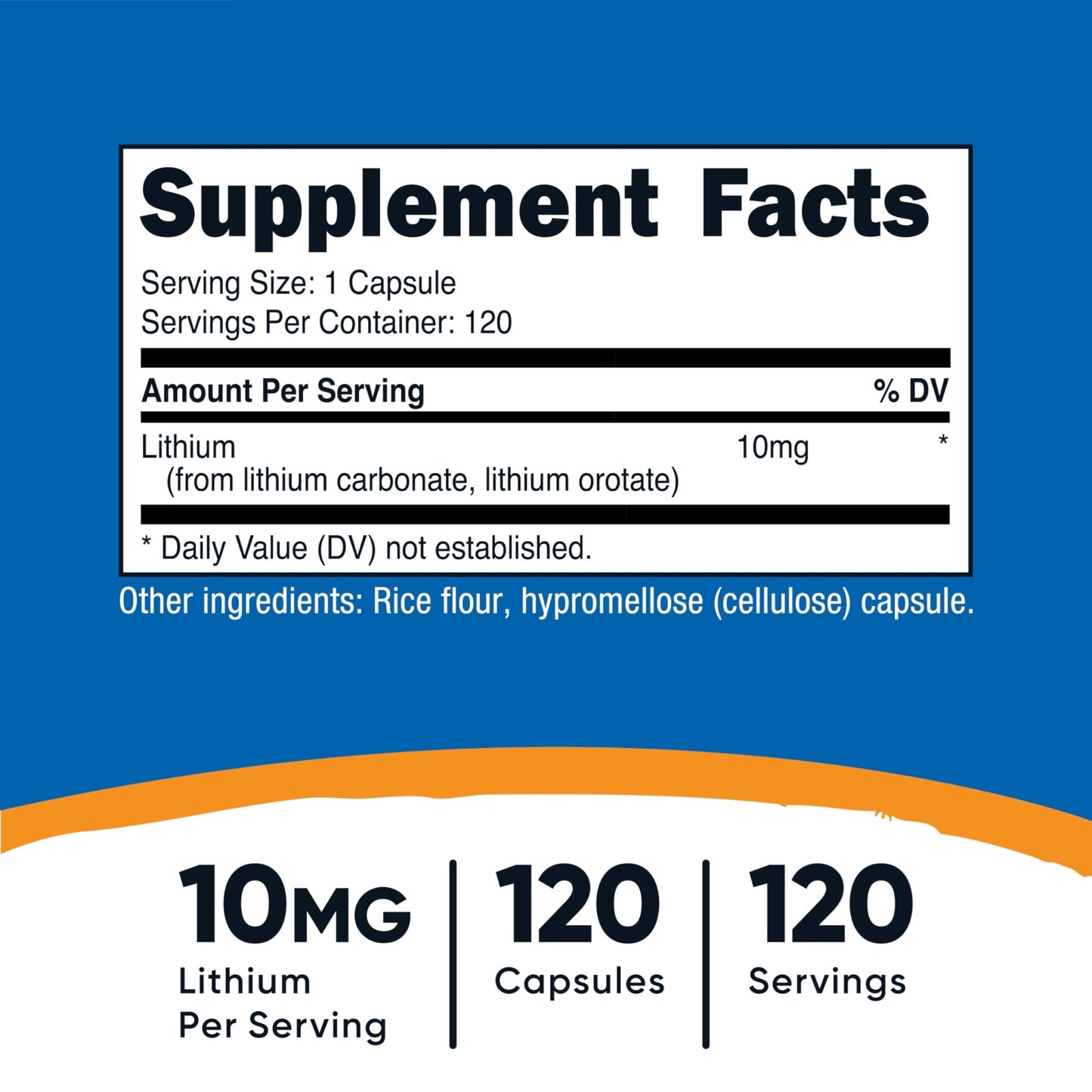 Nutricost Lithium Orotate (10mg) 120 Capsules - Vegan Lithium Supplement, GMO-Free, Gluten-Free - dailyvitalstore