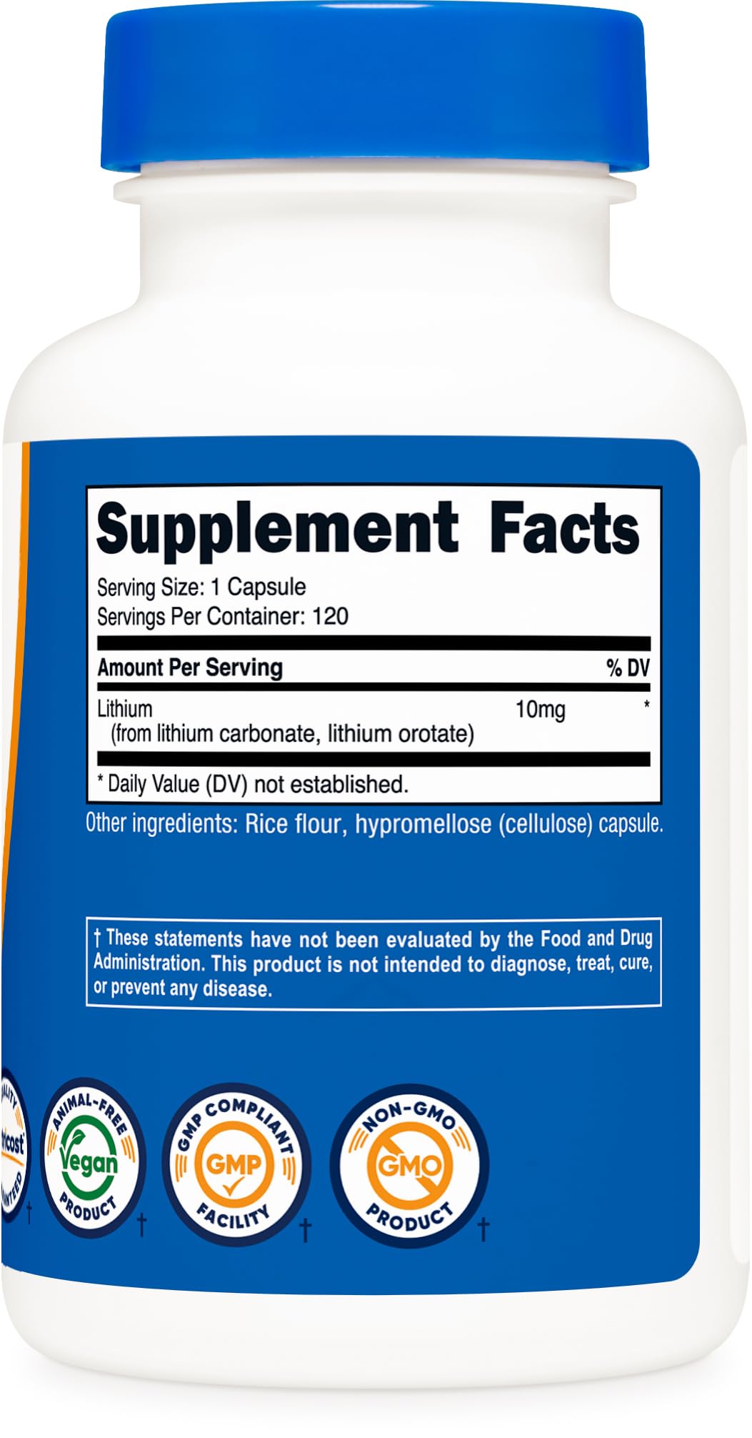 Nutricost Lithium Orotate (10mg) 120 Capsules - Vegan Lithium Supplement, GMO-Free, Gluten-Free - dailyvitalstore