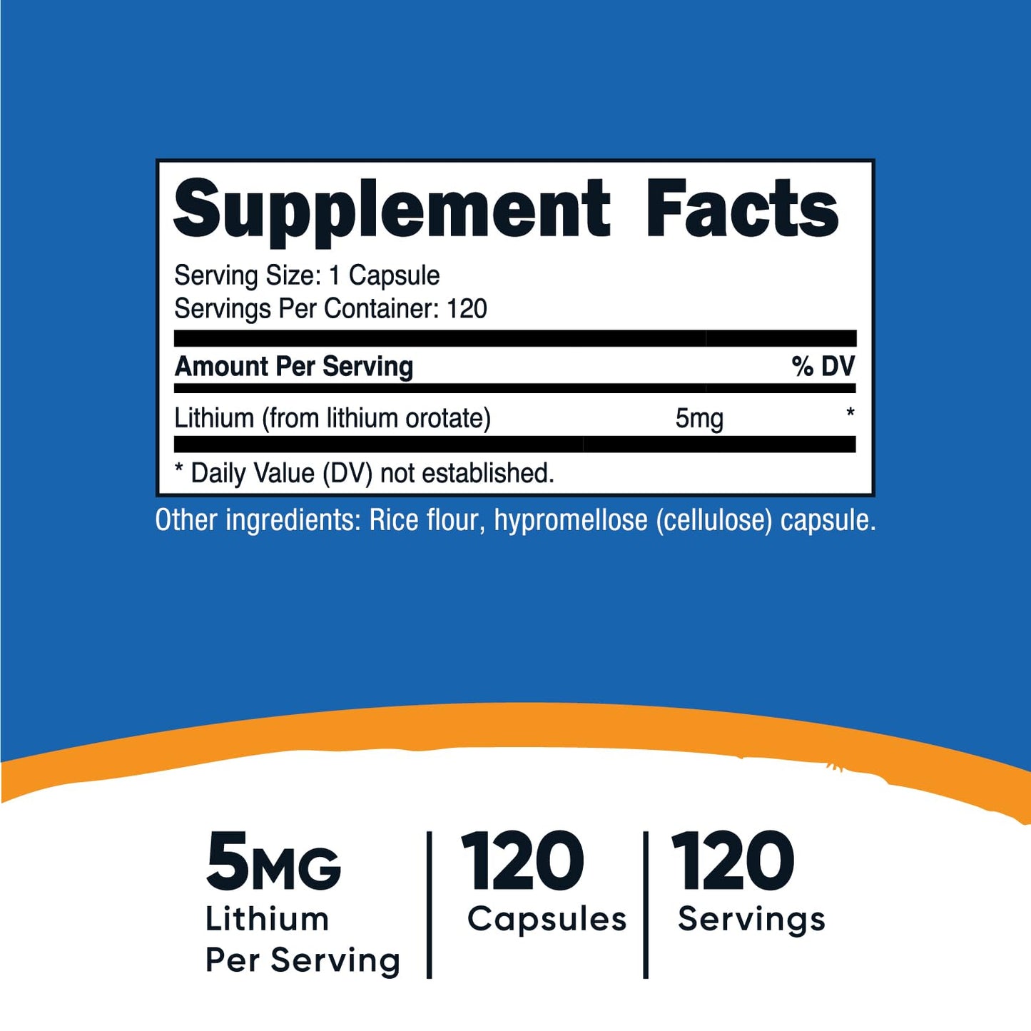 Nutricost Lithium Orotate 5mg, 120 Capsules - Veggie Caps, Non-GMO, Gluten Free - dailyvitalstore