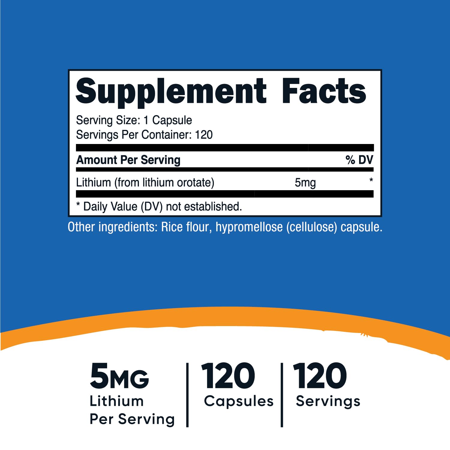 Nutricost Lithium Orotate 5mg, 120 Capsules - Veggie Caps, Non-GMO, Gluten Free - dailyvitalstore