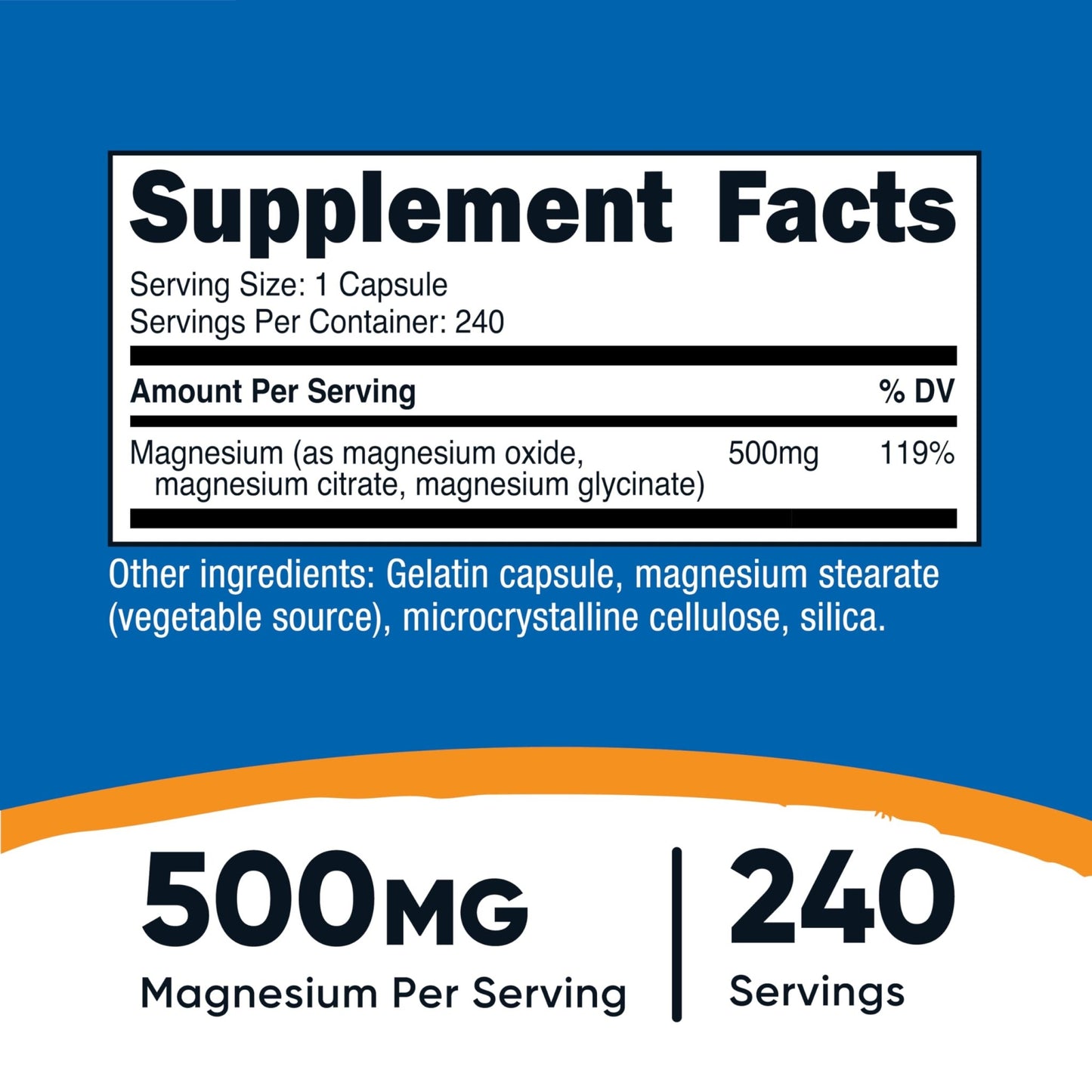 Nutricost Magnesium Complex 500mg, 240 Capsules - Magnesium Oxide, Citrate, and Glycinate - Gluten Free and Non-GMO - dailyvitalstore
