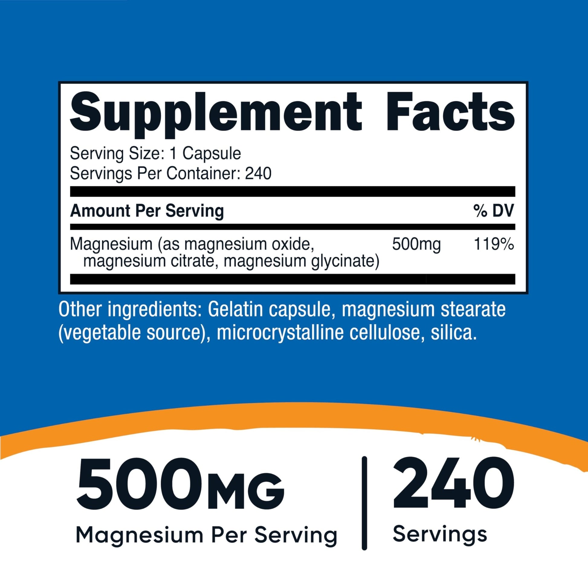 Nutricost Magnesium Complex 500mg, 240 Capsules - Magnesium Oxide, Citrate, and Glycinate - Gluten Free and Non-GMO - dailyvitalstore
