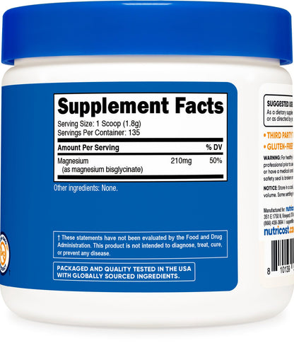 Nutricost Magnesium Glycinate Powder (250 Grams) (Unflavored) - dailyvitalstore