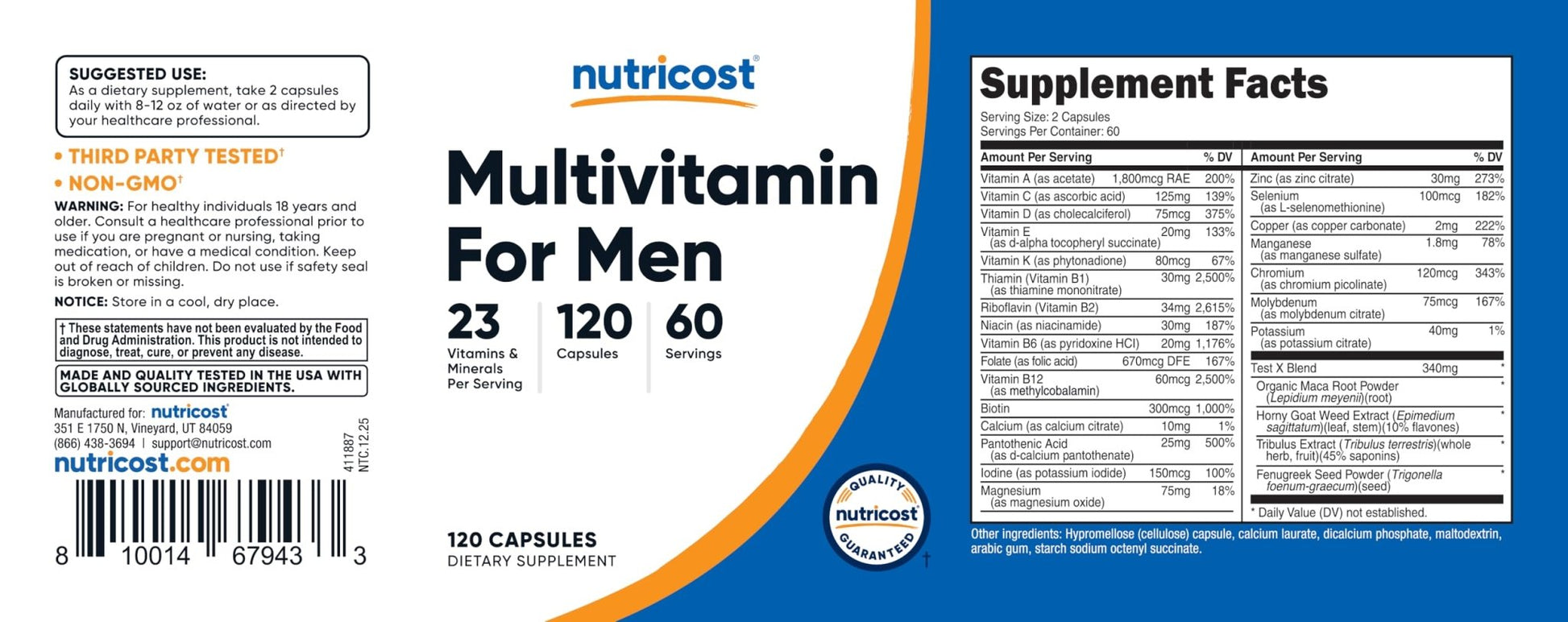 Nutricost Multivitamin for Men 120 Capsules - Vitamins and Minerals for The Healthy Man - dailyvitalstore