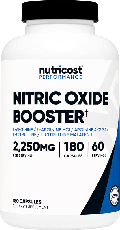Nutricost Nitric Oxide Booster 2250mg, 180 Capsules - 750mg Per Casule, 60 Servings - Gluten Free and Non-GMO - dailyvitalstore