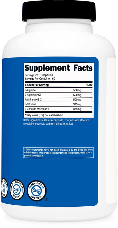 Nutricost Nitric Oxide Booster 2250mg, 180 Capsules - 750mg Per Casule, 60 Servings - Gluten Free and Non-GMO - dailyvitalstore