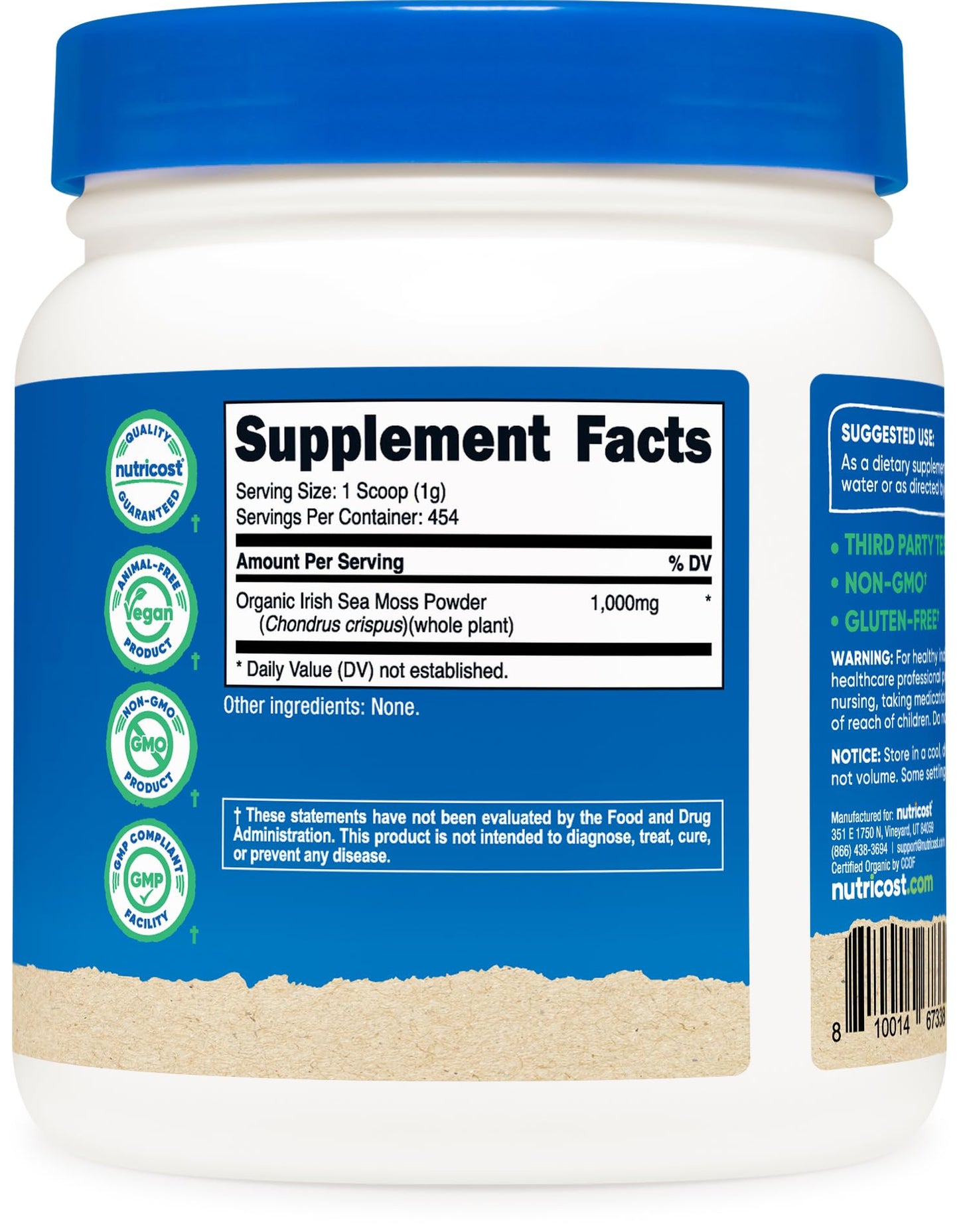 Nutricost Organic Irish Moss Powder (1 LB) - Gluten Free, Non-GMO, Vegetarian Friendly - dailyvitalstore
