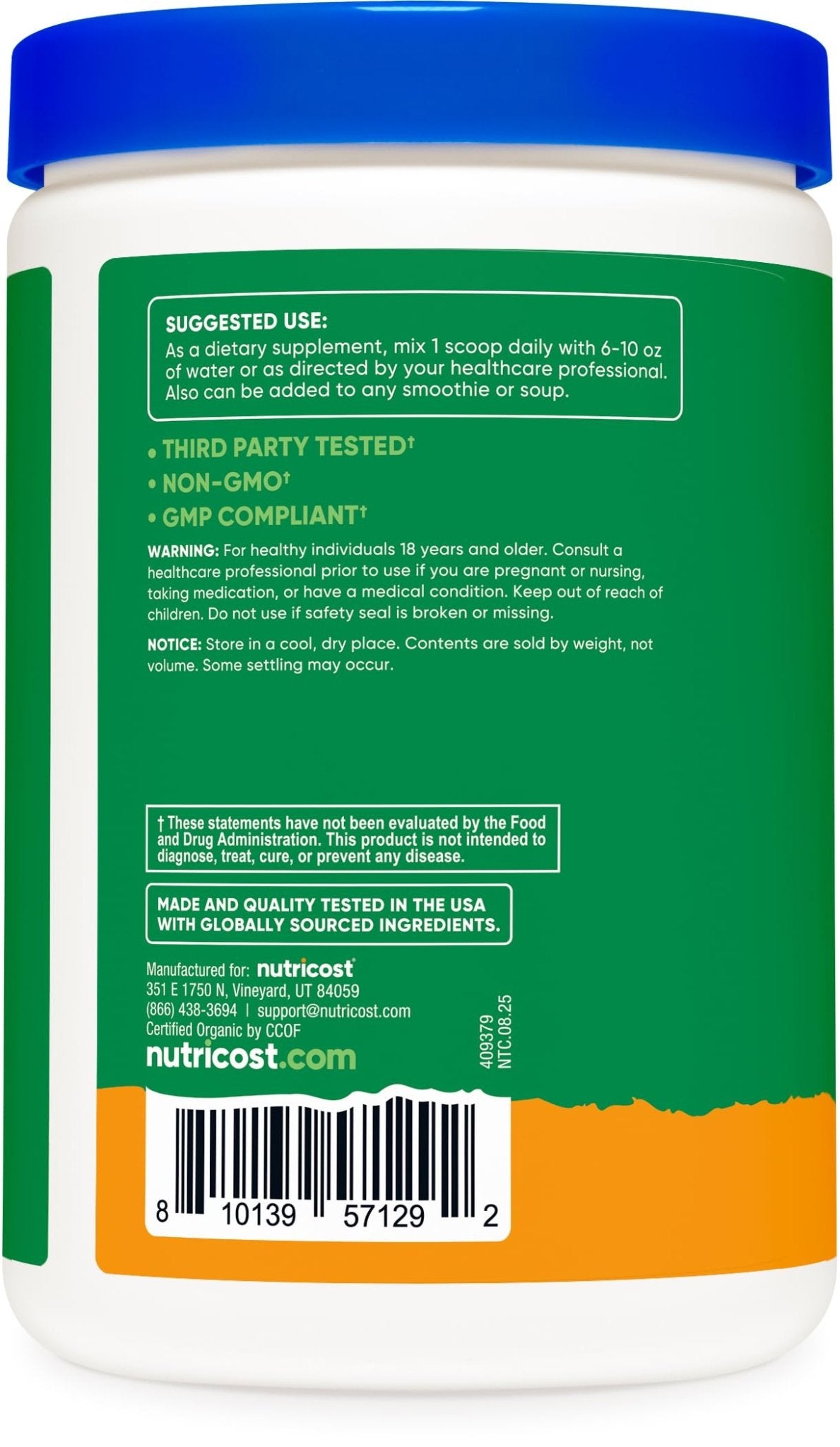 Nutricost Organic Super Greens Powder (30 Servings) Orange Sunrise Flavor - Superfood Supplement Drink Mix - dailyvitalstore