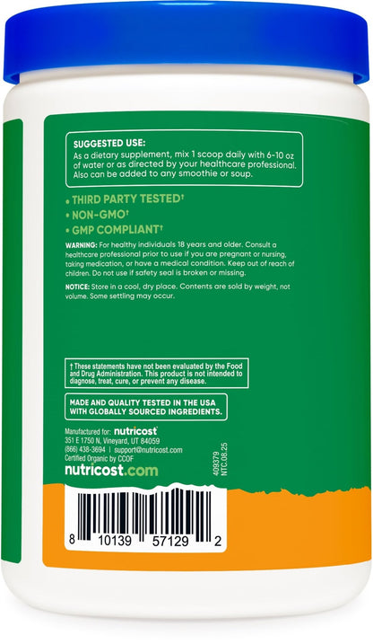 Nutricost Organic Super Greens Powder (30 Servings) Orange Sunrise Flavor - Superfood Supplement Drink Mix - dailyvitalstore
