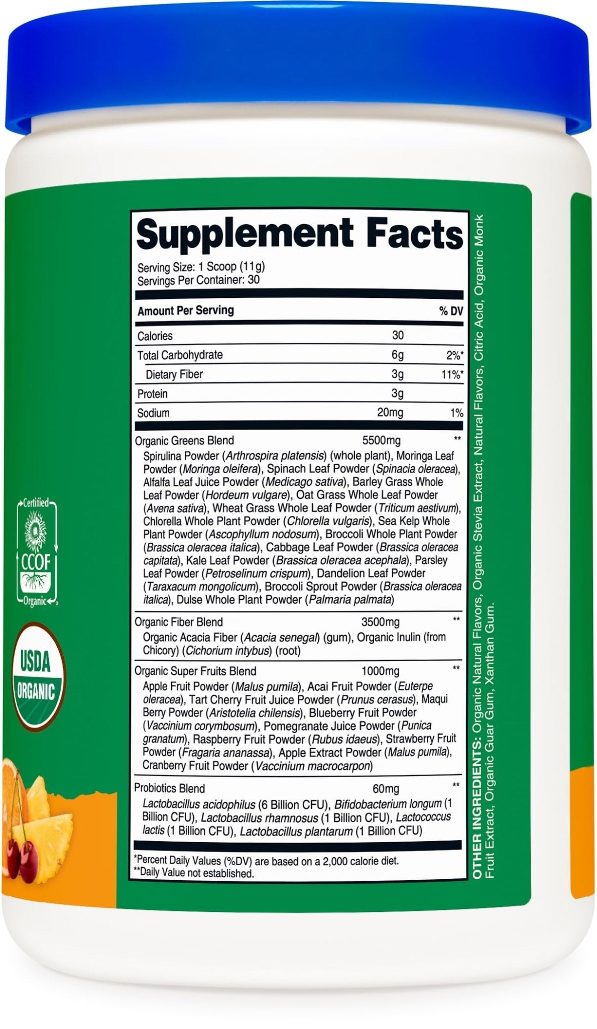 Nutricost Organic Super Greens Powder (30 Servings) Orange Sunrise Flavor - Superfood Supplement Drink Mix - dailyvitalstore