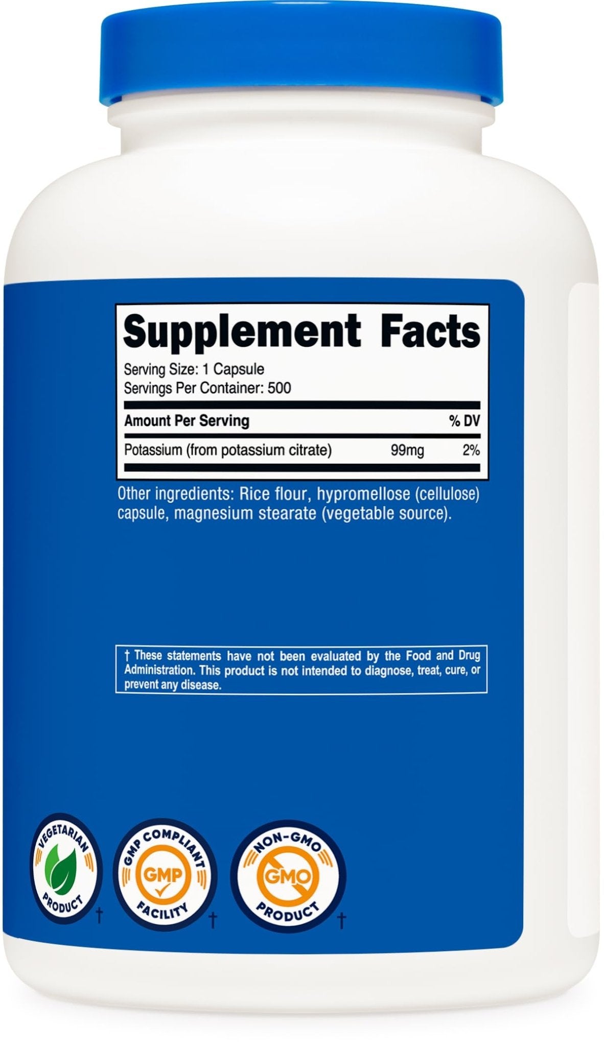 Nutricost Potassium Citrate 99mg, 500 Capsules - dailyvitalstore