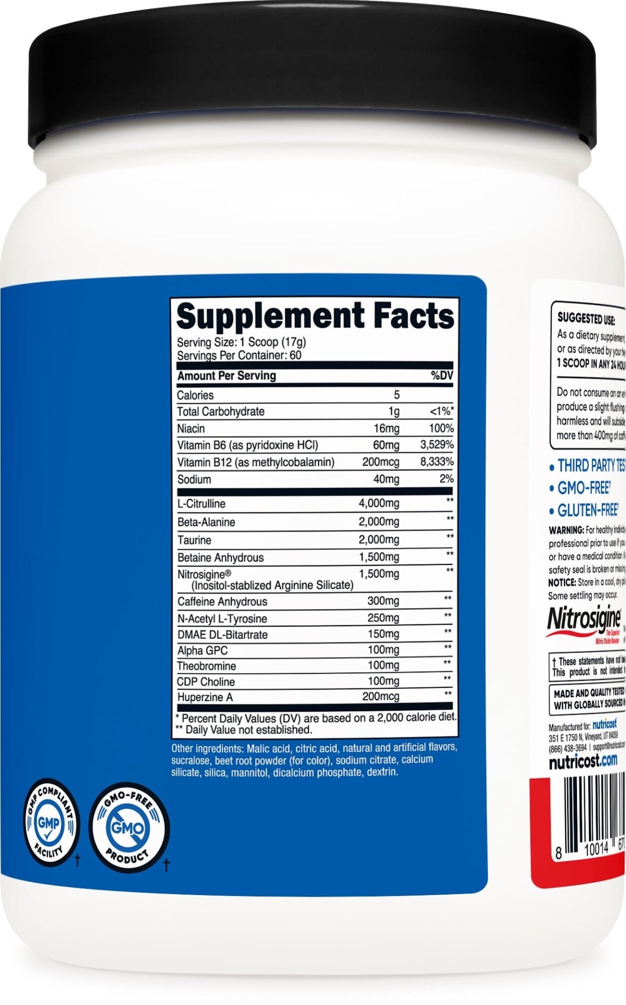 Nutricost Pre-X Xtreme Pre-Workout Complex Powder, Fruit Punch, 60 Servings, Vegetarian, Non-GMO and Gluten Free - dailyvitalstore