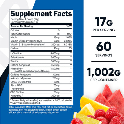 Nutricost Pre-X Xtreme Pre-Workout Complex Powder, Fruit Punch, 60 Servings, Vegetarian, Non-GMO and Gluten Free - dailyvitalstore