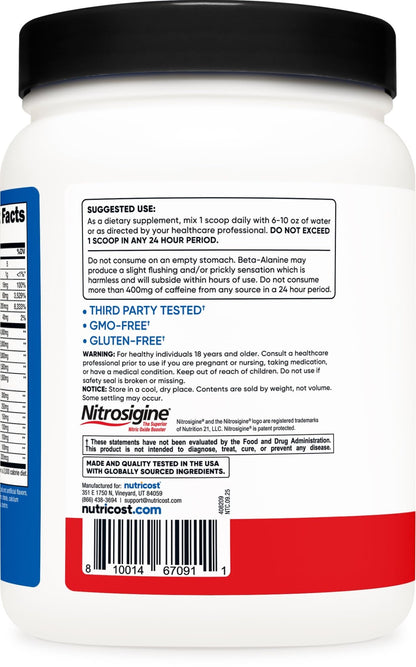 Nutricost Pre-X Xtreme Pre-Workout Complex Powder, Fruit Punch, 60 Servings, Vegetarian, Non-GMO and Gluten Free - dailyvitalstore
