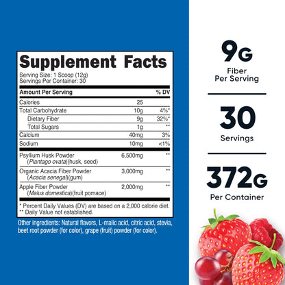 Nutricost Soluble Fiber (Berry Flavored) 30 Servings - Vegan, Non-GMO, Gluten Free - dailyvitalstore