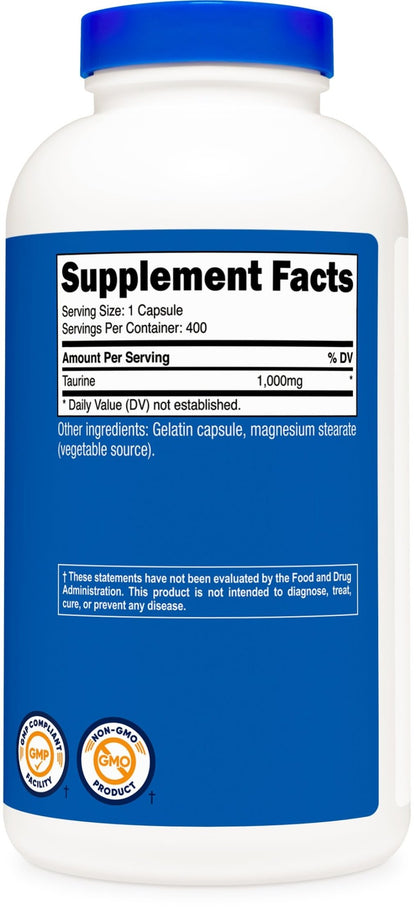 Nutricost Taurine 1000mg, 400 Capsules - dailyvitalstore