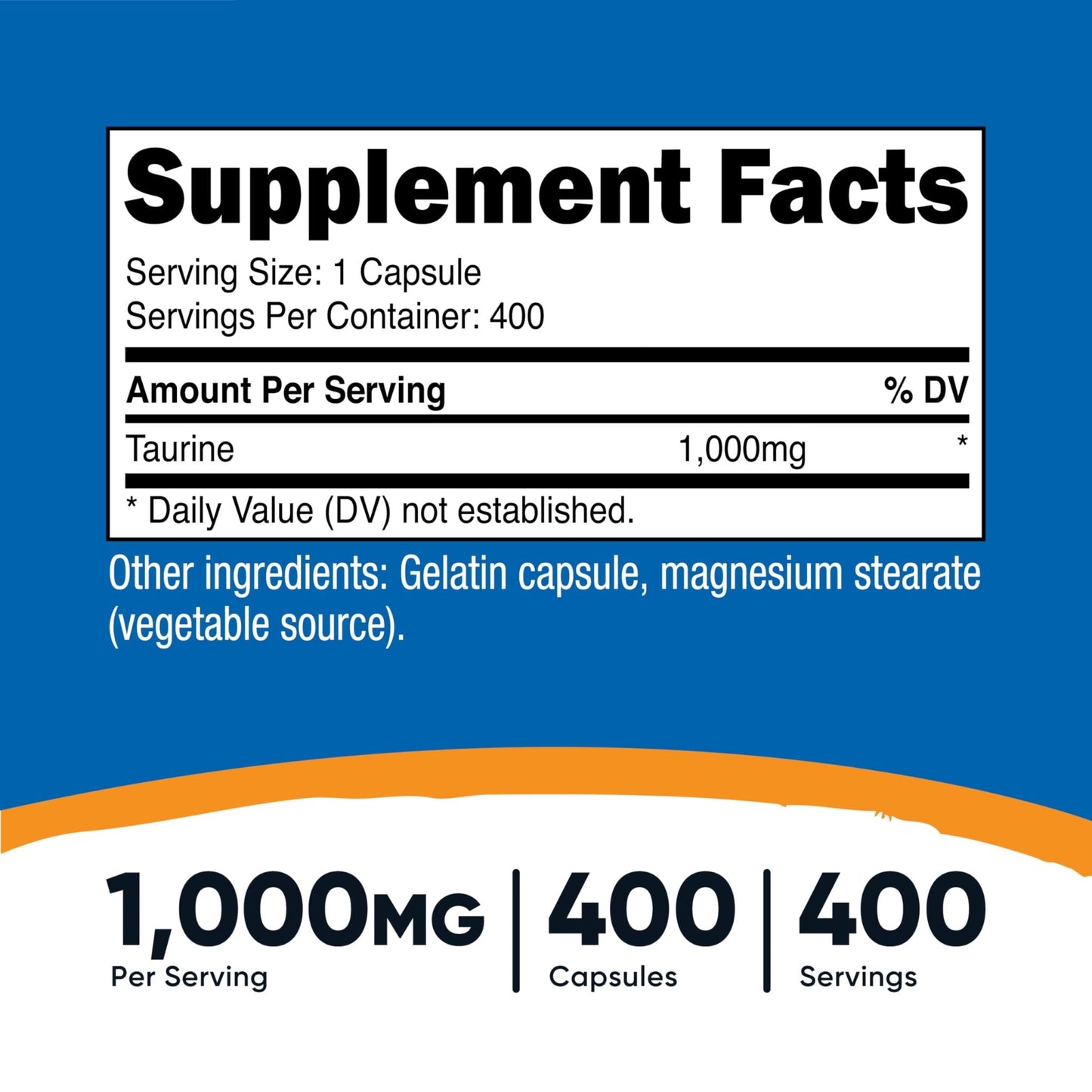 Nutricost Taurine 1000mg, 400 Capsules - dailyvitalstore