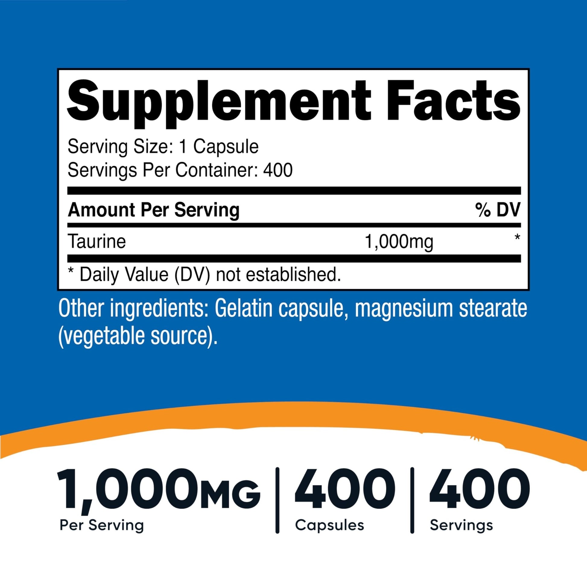 Nutricost Taurine 1000mg, 400 Capsules - dailyvitalstore