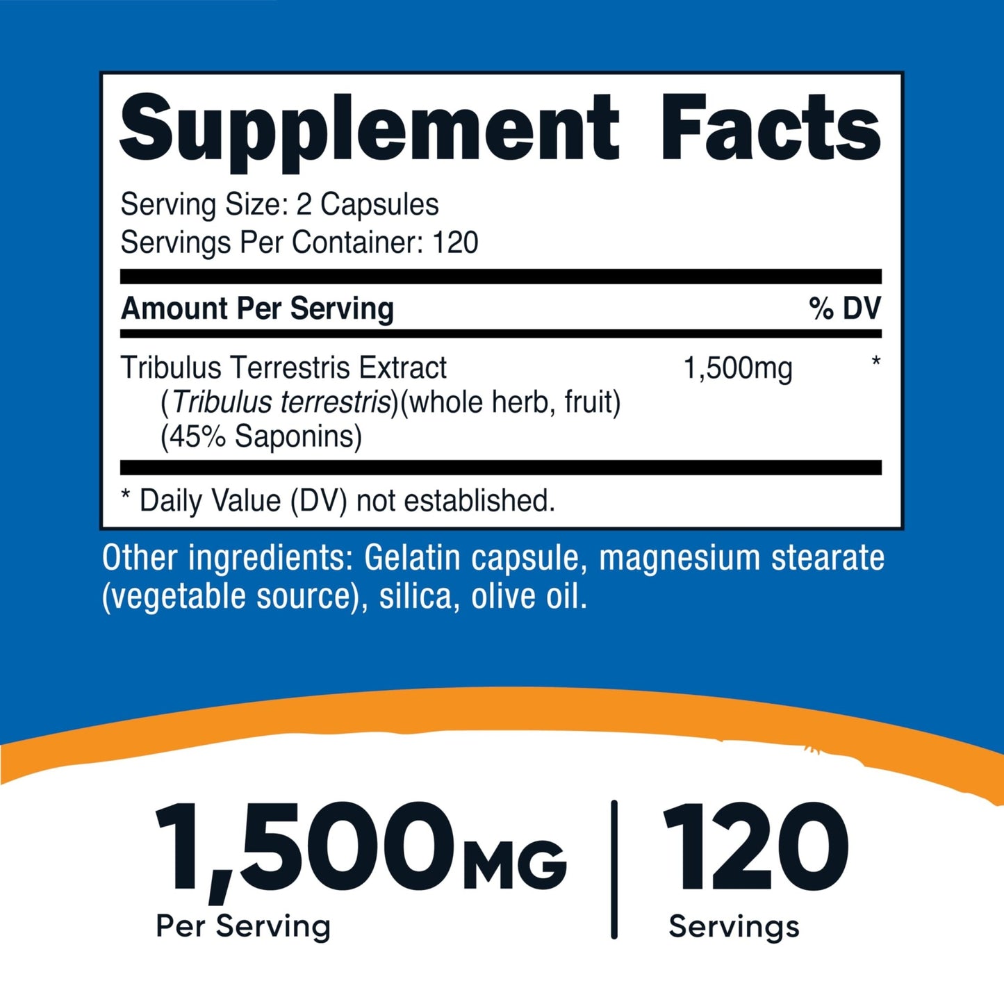 Nutricost Tribulus Terrestris Extract 1500mg, 240 Capsules - 45% Saponins, 120 Servings, Non-GMO, Gluten Free - dailyvitalstore