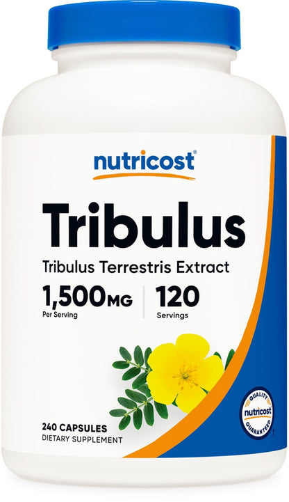 Nutricost Tribulus Terrestris Extract 1500mg, 240 Capsules - 45% Saponins, 120 Servings, Non-GMO, Gluten Free - dailyvitalstore